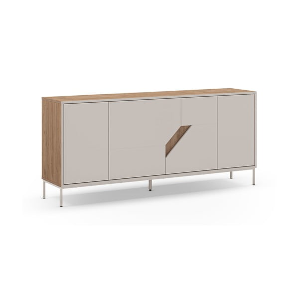 Krēmkrāsas/dabīga toņa kumode ar ozolkoka imitāciju 180x80x40 cm Lilou – Marckeric-image-2
