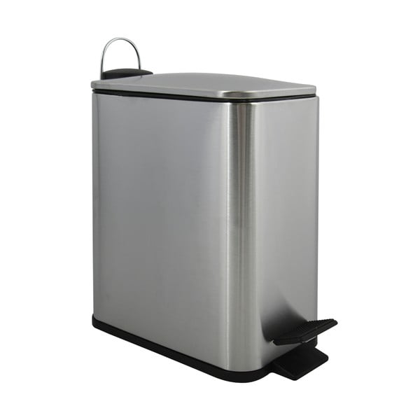 Matētas sudraba krāsas tērauda atkritumu tvertne ar pedāli 5 l   Erik – Spirella