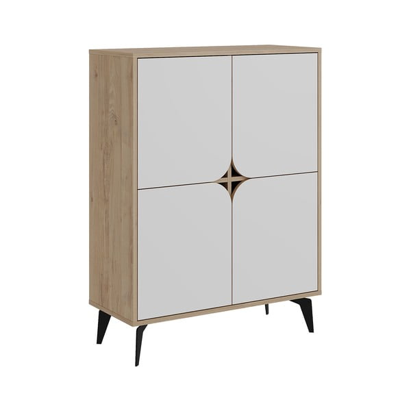 Balts/dabīga toņa skapītis ar ozolkoka imitāciju 90x120 cm Nola – Marckeric-image-2