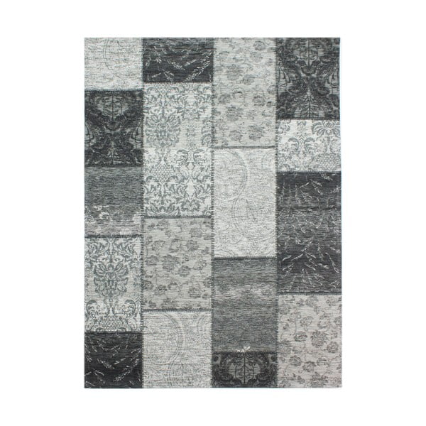 Tumši pelēks paklājs Flair Rugs Patchwork Chennile Black Grey, 155 x 230 cm