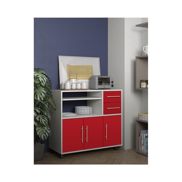 Sarkanbaltsarkana virtuves mobila noliktava ar plauktiem TemaHome Marius-image-4