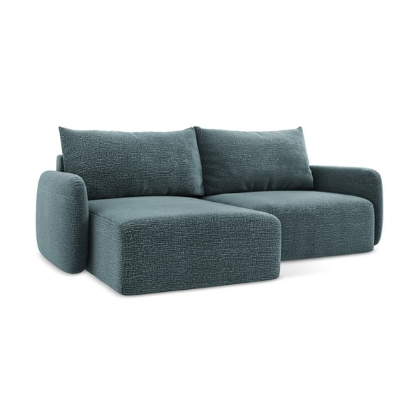 Tirkīzzils salokāms/ar uzglabāšanas vietu stūra dīvāns (ar kreiso stūri) Kalena – Makamii-image-1