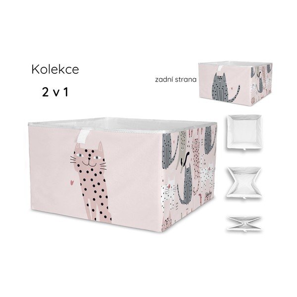 Gaiši rozā tekstila bērnu rotaļlietu organizators 32x32x20 cm Meow Meow – Butter Kings-image-2