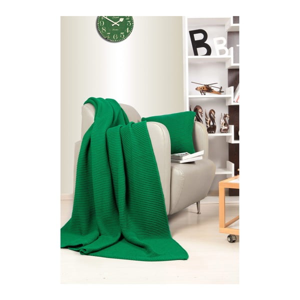 Zaļš gultas pārklājs un spilvenu komplekts Kate Louise Tricot Blanket Set Hanzade