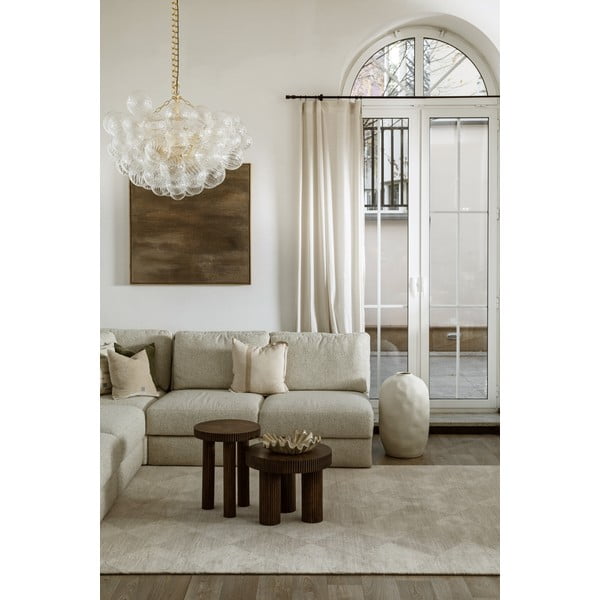 Bēšs vilnas paklājs 133x190 cm Agnus Checkered – Agnella-image-1