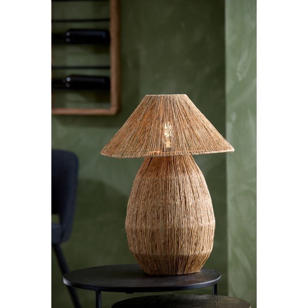 Dabīga toņa galda lampa ar džutas abažūru (augstums 55 cm) Maruva – Light & Living-image-1