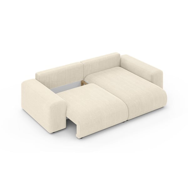 Krēmkrāsas velveta salokāms stūra dīvāns ar uzglabāšanas vietu (ar maināmu stūri) Luma – Ropez-image-4