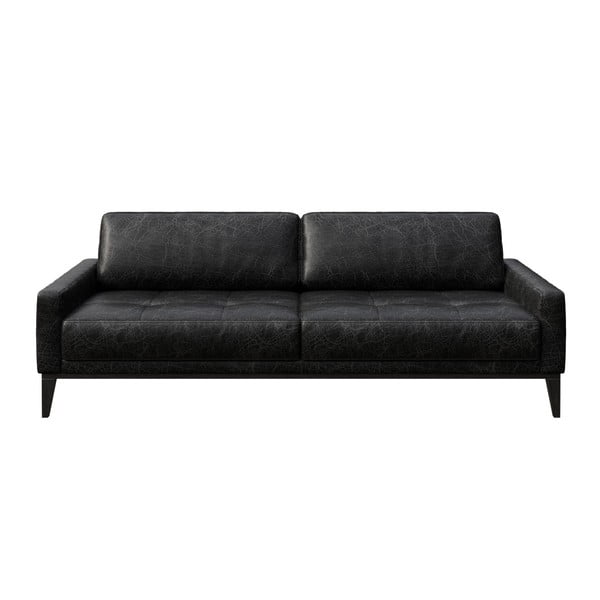 Melns ādas dīvāns MESONICA Musso Tufted, 210 cm