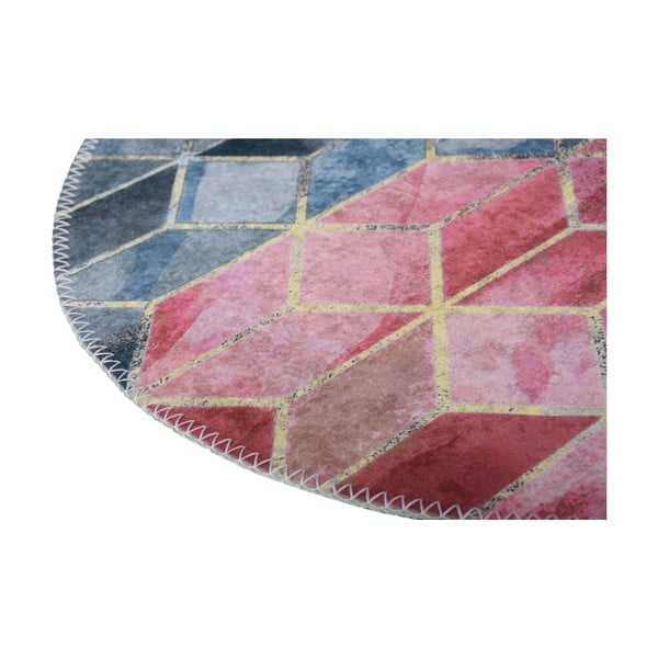 Rozā/gaiši pelēks mazgājams apaļš paklājs ø 100 cm – Vitaus-image-2