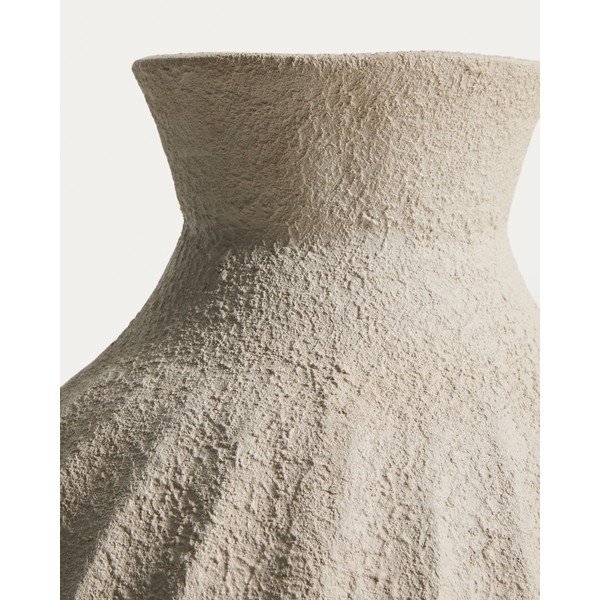 Krēmkrāsas rokām darināta/augsta vāze no papjēmašē (augstums 67 cm) Arquena – Kave Home-image-4