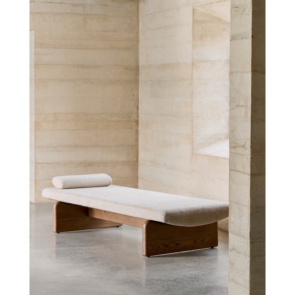 Bēšs/tumša dabīga toņa zvilnis no šenila auduma (ar maināmu stūri) Topaz – Kave Home-image-1