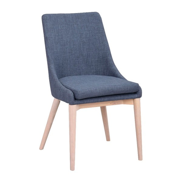 Zils polsterēts pusdienu krēsls ar gaiši brūnām kājām Rowico Bea