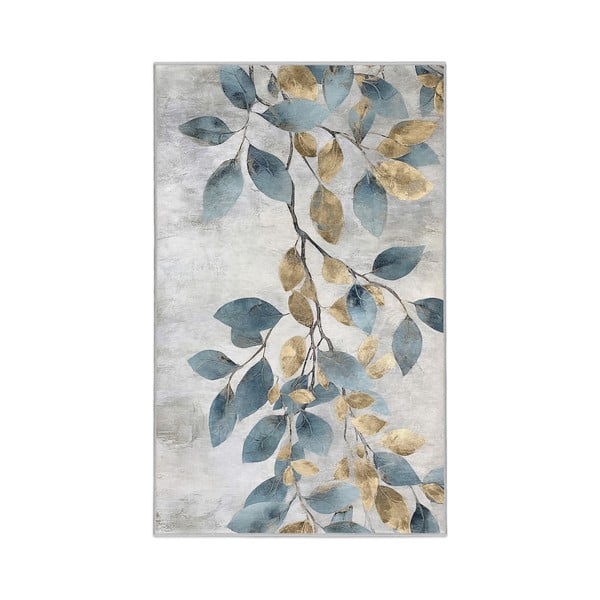 Gaiši zils/zelta krāsas mazgājams paklājs 160x230 cm Golden Leaves – Mila Home