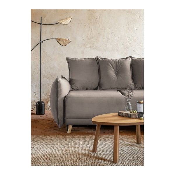 Gaiši brūns velveta salokāms stūra dīvāns (ar maināmu stūri) Lazy Lukka – Miuform-image-4