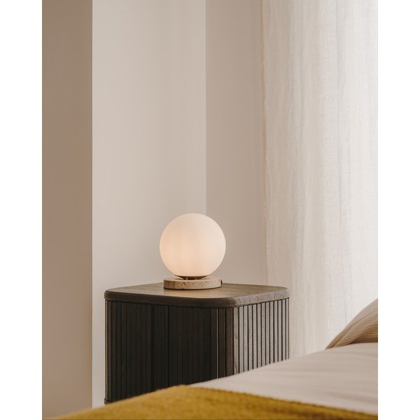 Balta galda lampa ar stikla abažūru (augstums 22 cm) Malachi – Kave Home-image-1