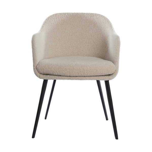 Krēmkrāsas polsterēts ēdamistabas krēsls ar roku balstiem Leone – Light & Living-image-1