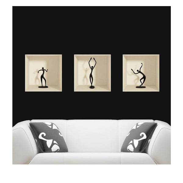 3 uzlīmju komplekts ar 3D efektu Ambiance Dancing Figures
