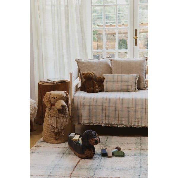 Krēmkrāsas/salvijas zaļš kokvilnas bērnu gultas pārklājs 140x200 cm Tartan Blue Sage – Lorena Canals-image-2