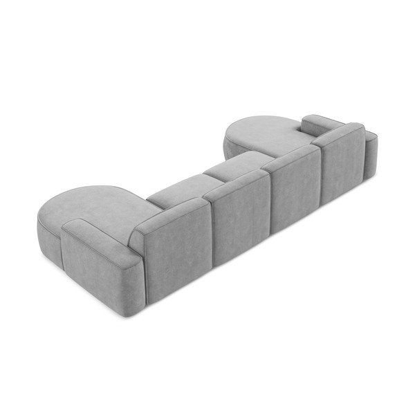 Gaiši pelēks (U veida) stūra dīvāns no šenila auduma Omao – Makamii-image-3