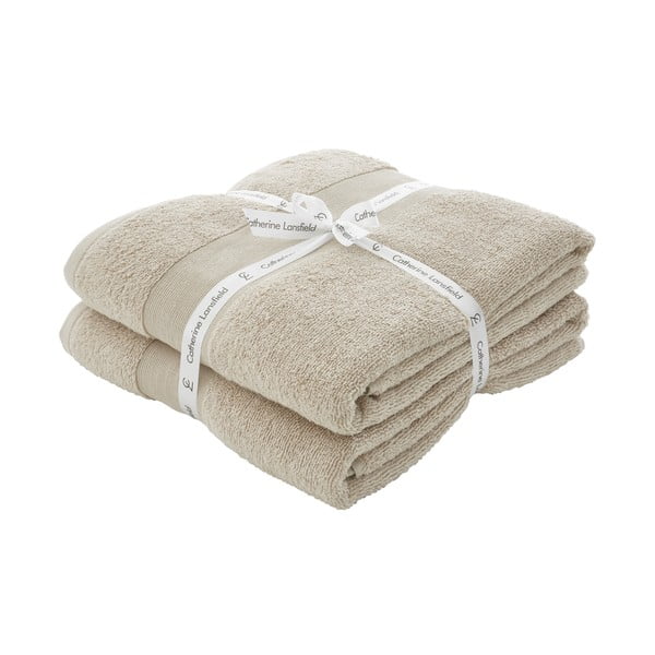 Bēši frotē kokvilnas dvieļi (2 gab.) 90x140 cm Anti-Bacterial – Catherine Lansfield-image-2