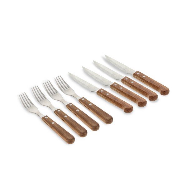 Sudraba krāsas/dabīga toņa nerūsējošā tērauda steika galda piederumi (8 gab.) – Holm-image-2