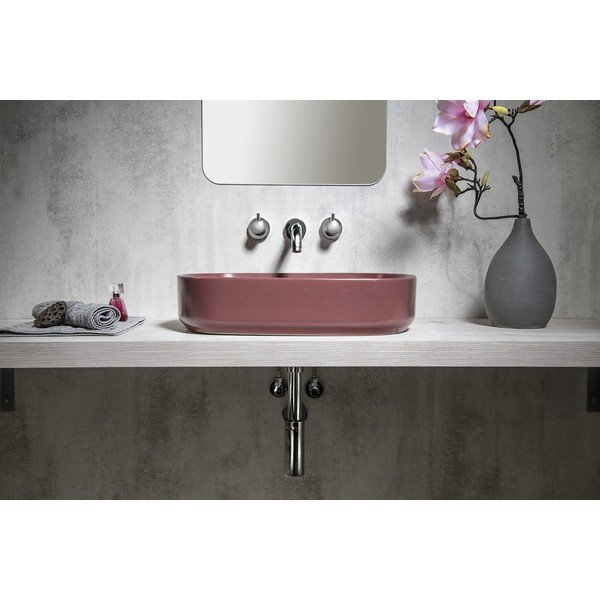 Bordo krāsas keramikas izlietne Sapho Infinity Oval, 55 x 36 cm-image-3