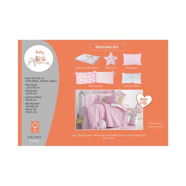 Rozā kokvilnas bērnu gultasveļa ar palagu vienvietīgai gultai Mike & Co. NEW YORK Carino, 90 x 120 cm-image-3