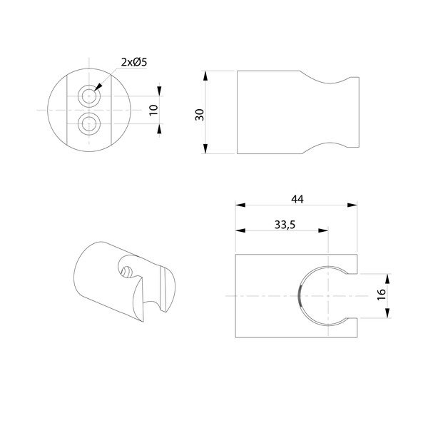 Zelta krāsas misiņa dušas galvas turētājs ø 3 cm – Sapho-image-1