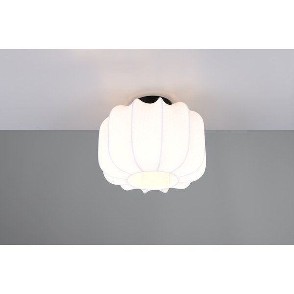 Balta metāla griestu lampa ar auduma abažūru ø 25 cm Madleine – Reality-image-1