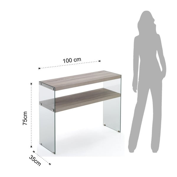 Dabīga toņa konsoles galds ar ozolkoka imitācijas galda virsmu 35x100 cm Nancy – Tomasucci-image-1