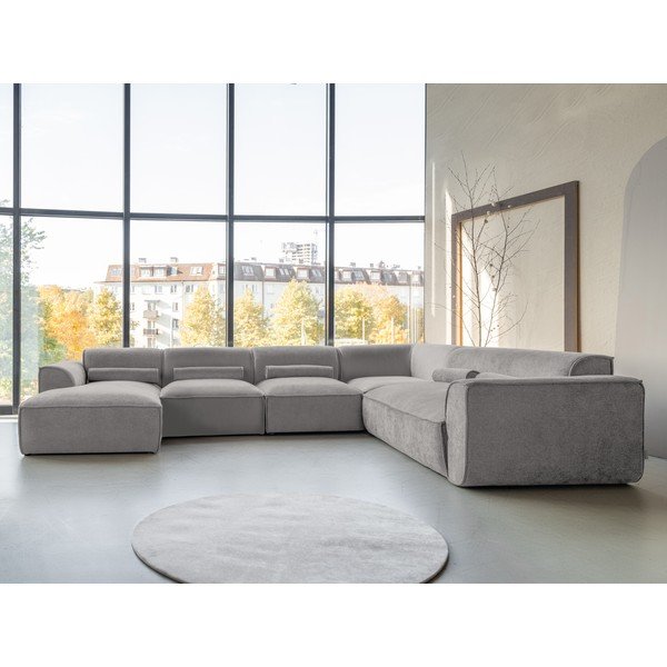 Gaiši pelēks stūra dīvāns (ar labo stūri/U veida) Flex Felix – Miuform-image-1