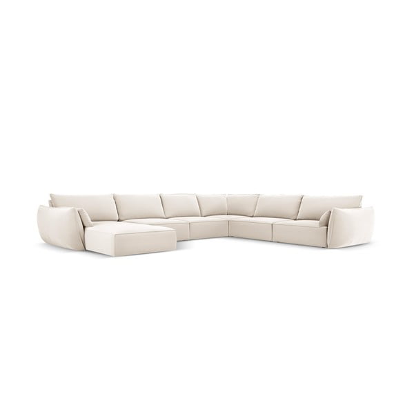 Bēšs samta stūra dīvāns (ar labo stūri/U veida) Vanda – Mazzini Sofas-image-2