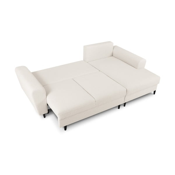 Bēšs salokāms stūra dīvāns ar uzglabāšanas vietu no buklē auduma (ar labo stūri/ar zvilni) Kyoto – Cosmopolitan Design-image-2