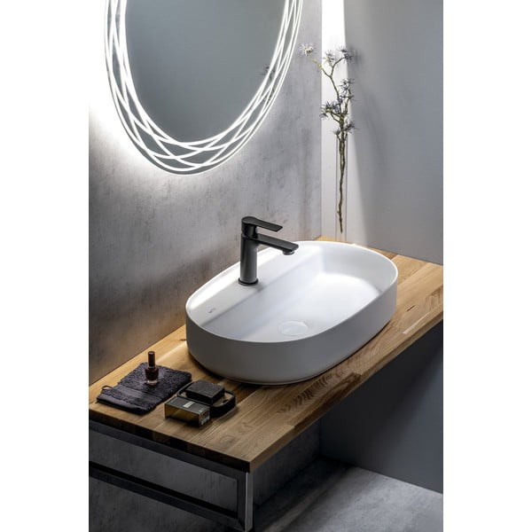 Balta keramikas izlietne 60x40 cm Infinity Oval – Sapho-image-1