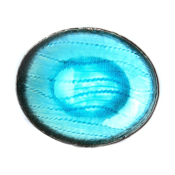 Zils ovāls keramikas šķīvis MIJ Sky, 24 x 20 cm
