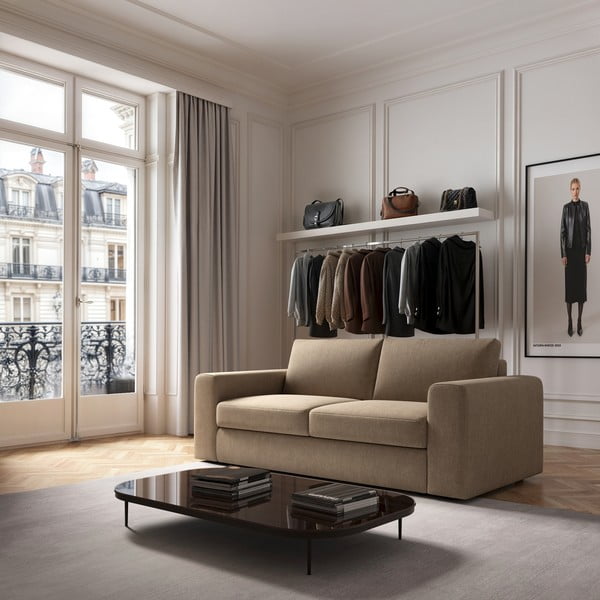 Gaiši brūns samta dīvāns 218 cm Baga – Rodier-image-1