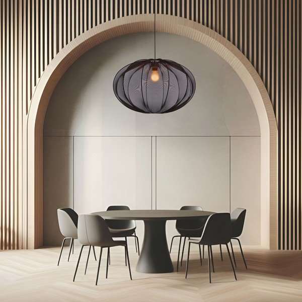 Melna piekaramā lampa ar auduma abažūru ø 60 cm Mellow – Candellux Lighting-image-1