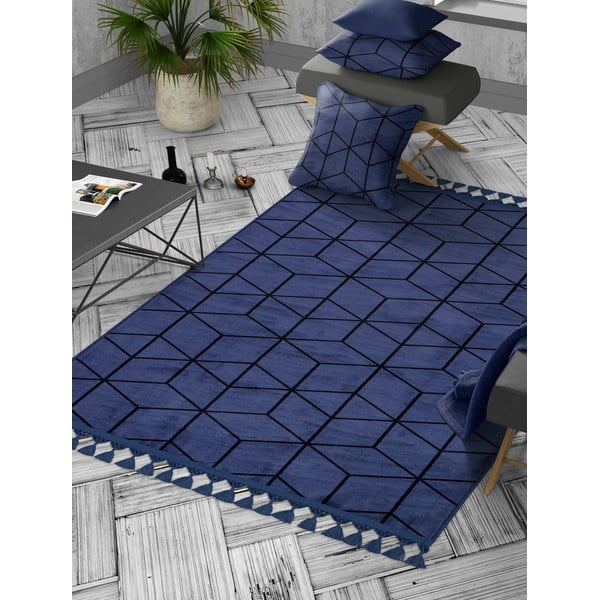 Zils mazgājams paklājs 180x120 cm – Vitaus-image-1