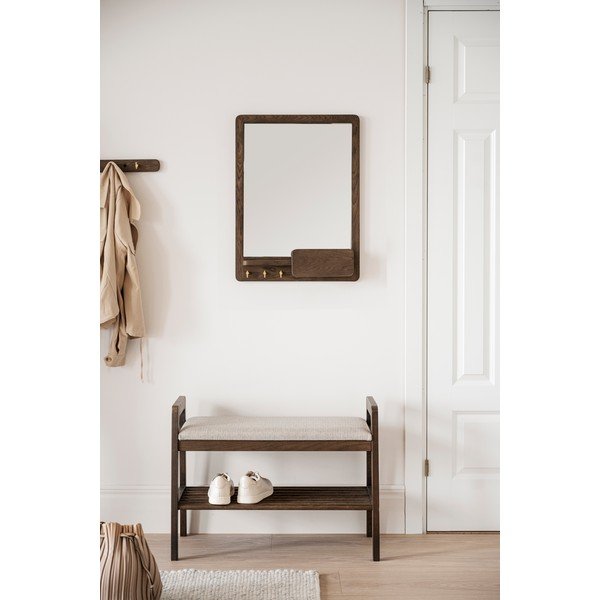 Sienas spogulis ar plauktu un koka rāmi 45x60 cm Inverness – Rowico-image-1