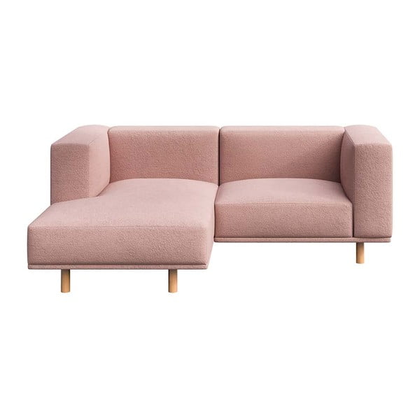 Gaiši rozā stūra dīvāns no buklē auduma (ar kreiso stūri) Kukumo – Ame Yens