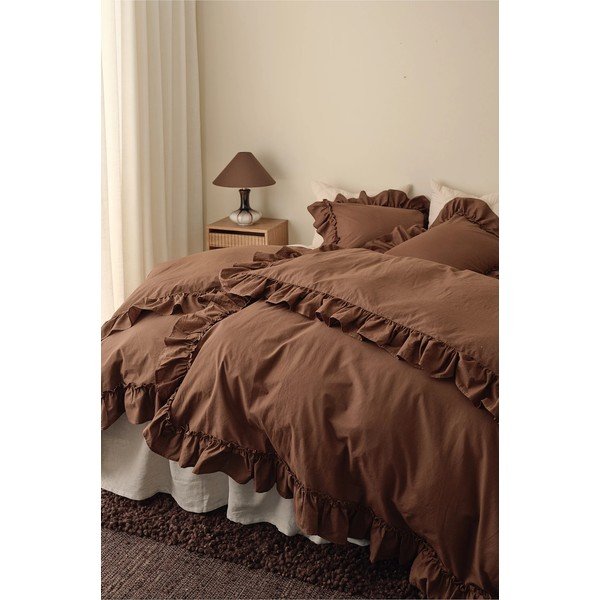 Brūna vienguļamā gultas veļa no organiskās kokvilnas  150x200 cm Juliette – Ellos Home-image-1