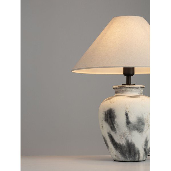 Balta/pelēka keramikas galda lampa ar auduma abažūru (augstums 55 cm) Lupe – Nova Luce-image-4