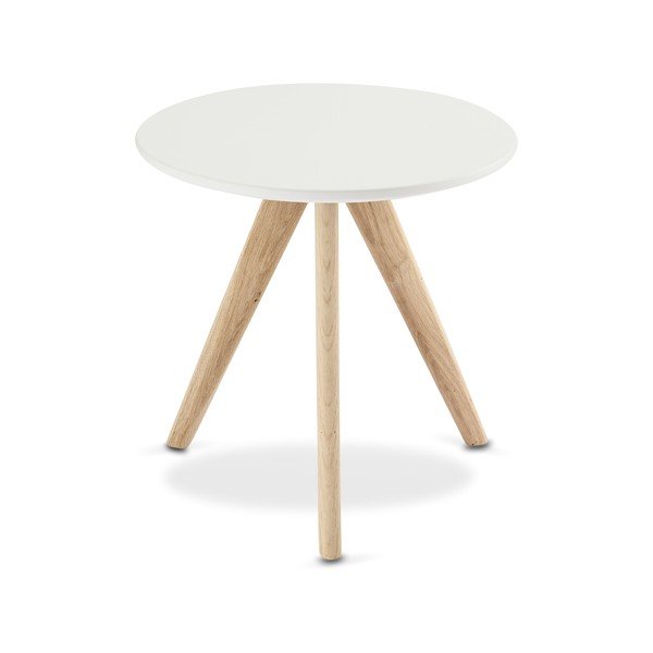 Balts kafijas galdiņš ar ozolkoka kājām Furnhouse Life, Ø 40 cm-image-3