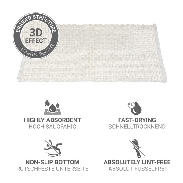 Balts tekstila vannas istabas paklājiņš 50x80 cm Ecoli – Wenko-image-4