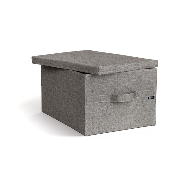 Pelēka tekstila uzglabāšanas kaste ar vāku 36x46x25 cm Soft Storage Large – Bigso-image-3