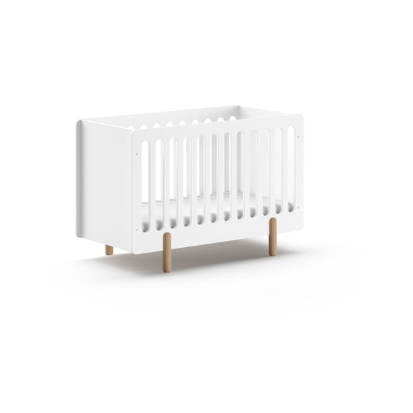 Balta priedes masīvkoka bērnu gultiņa 60x120 cm SMILE – Vipack-image-2