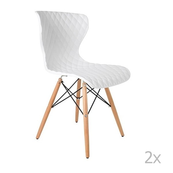2 baltu krēslu komplekts ar dižskābarža pamatni White Label Crow