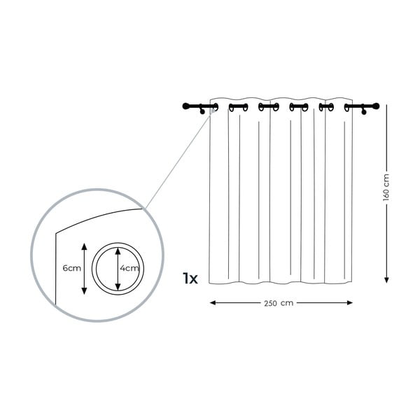 Bēšs aizkars AmeliaHome Voile Eyelets, 160 x 250 cm-image-3