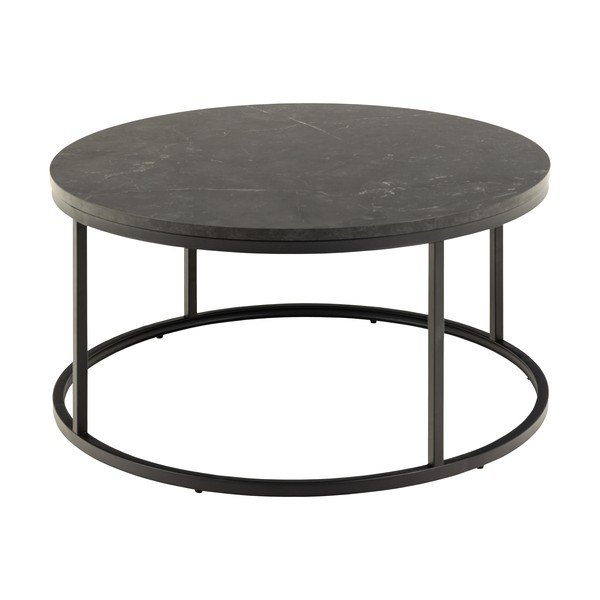Melns apaļš žurnālgaldiņš ar marmora imitācijas galda virsmu ø 80 cm Spiro – Actona-image-4