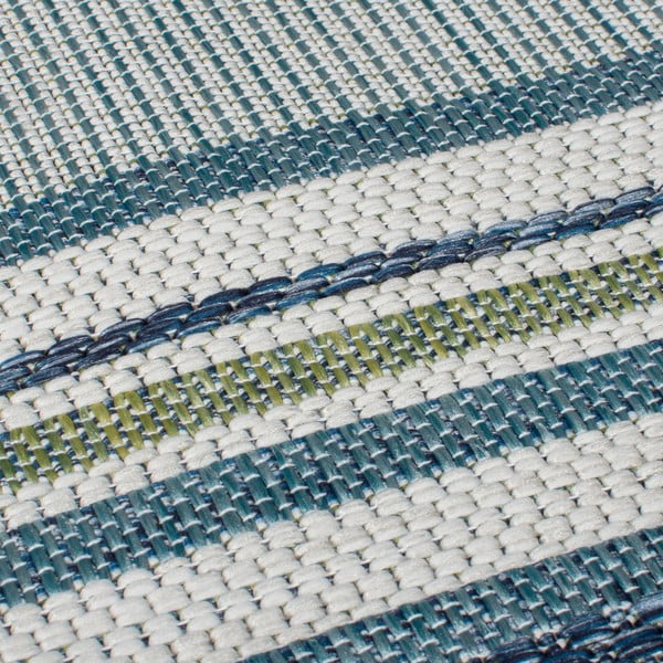 Zilganzaļš iekštelpu un āra paklājs 120x170 cm Roma Stripe – Flair Rugs-image-3